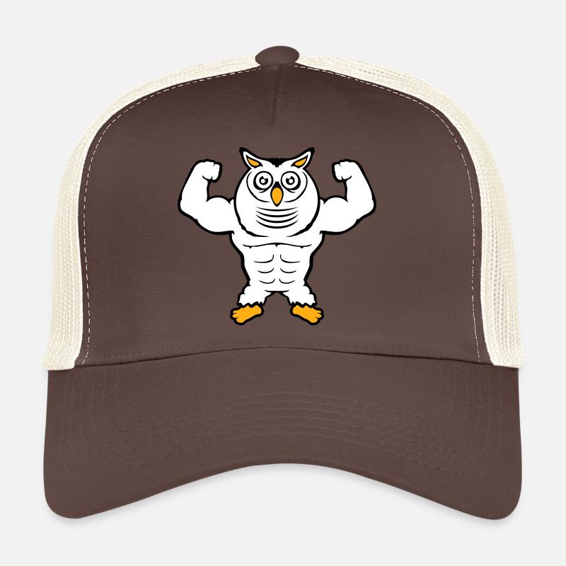 hibou bodybuilder muscles biceps poses gym rat cool Casquette trucker 