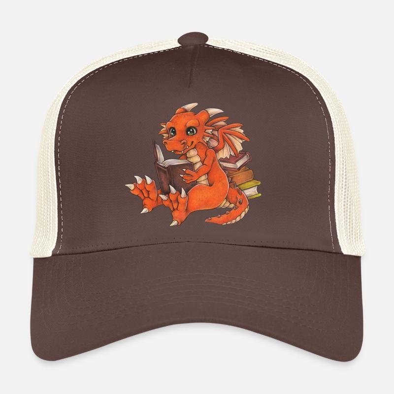 Cute Reading Dragon Fantasy Gift Idea Trucker Cap