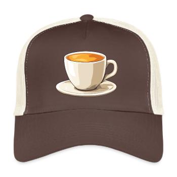 Tasse mit Kaffee drin - Trucker Cap - Braun/Beige - Vorne