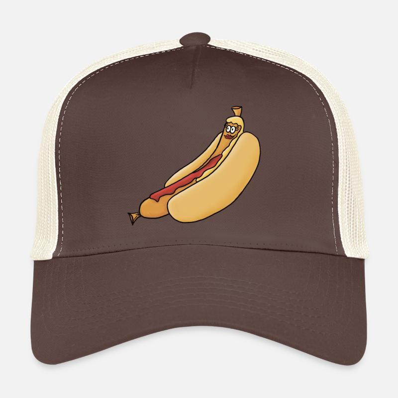 entspannte Bockwurst im Brötchen - Trucker Cap - Braun/Beige
