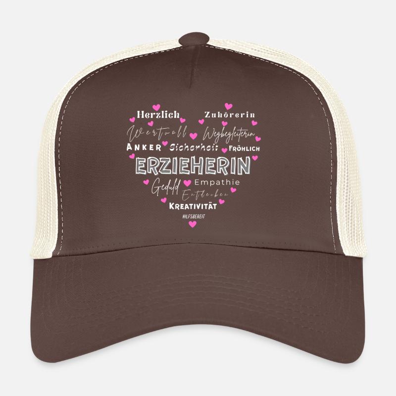 Erzieherin Herz - Trucker Cap - Braun/Beige