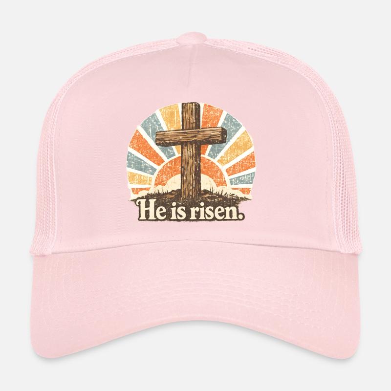 Crucifix He is Risen Vintage Trucker Cap