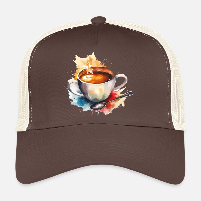 Aquarell Kaffee Becher Spritzfarben Trucker Cap