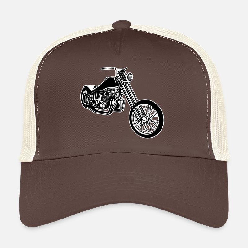 Chopper / Bobber Motorrad 01_schwarz weiß - Trucker Cap - Braun/Beige