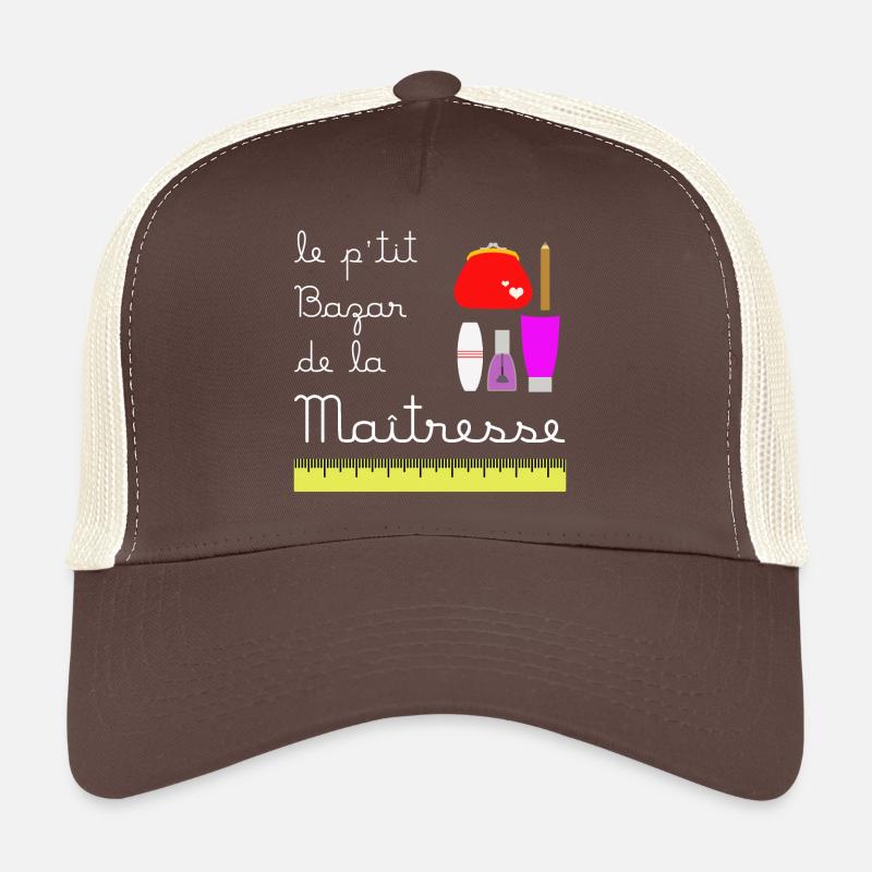 Le p'tit bazar de la Maîtresse (écrit blanc) - Casquette trucker  - marron/beige