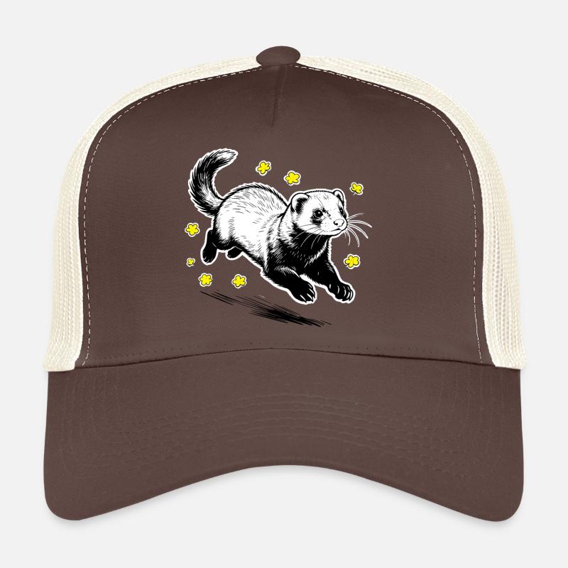 Frettchen in Blüten glitzern - Trucker Cap - Braun/Beige