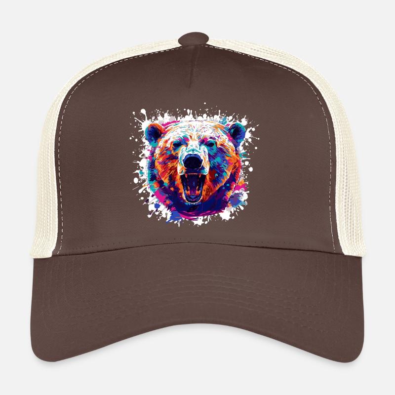 Bunter Bärenkopf PopArt Trucker Cap