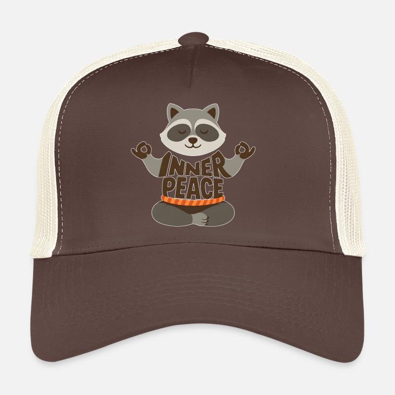 Meditating raccoon with "Inner Peace" Trucker Cap