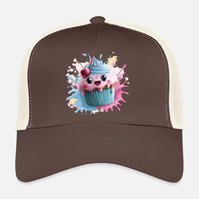 Éclaboussure de cupcakes Kawaii avec cerise Casquette trucker 