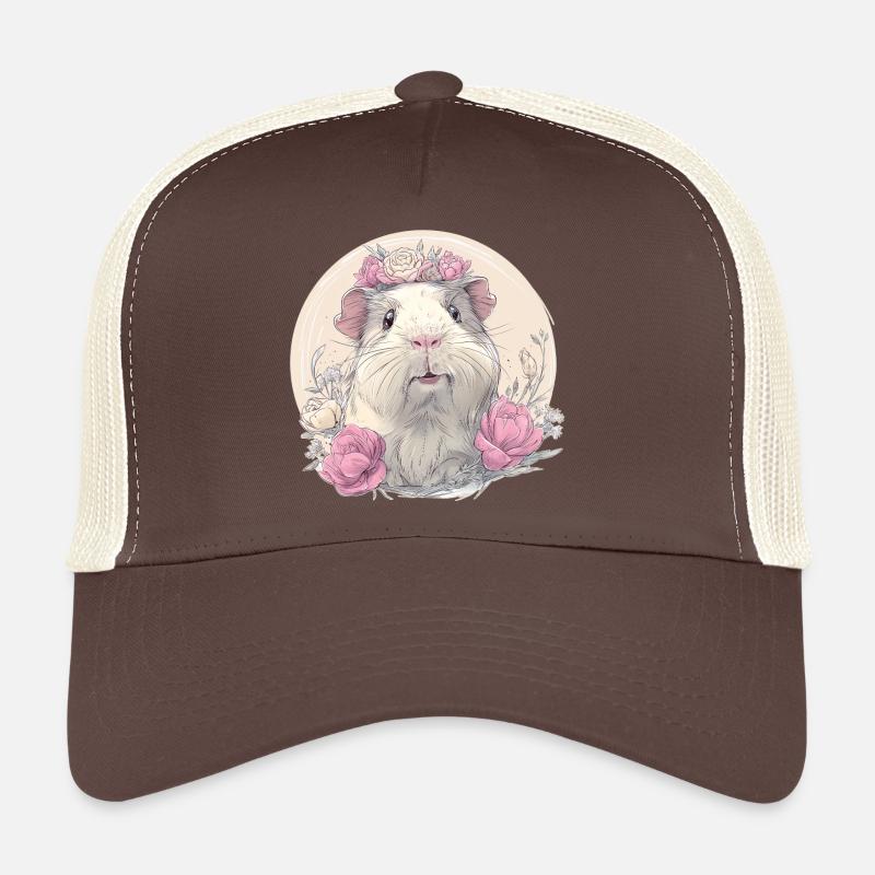 Meerschweinchen mit Blumen - Trucker Cap - Braun/Beige