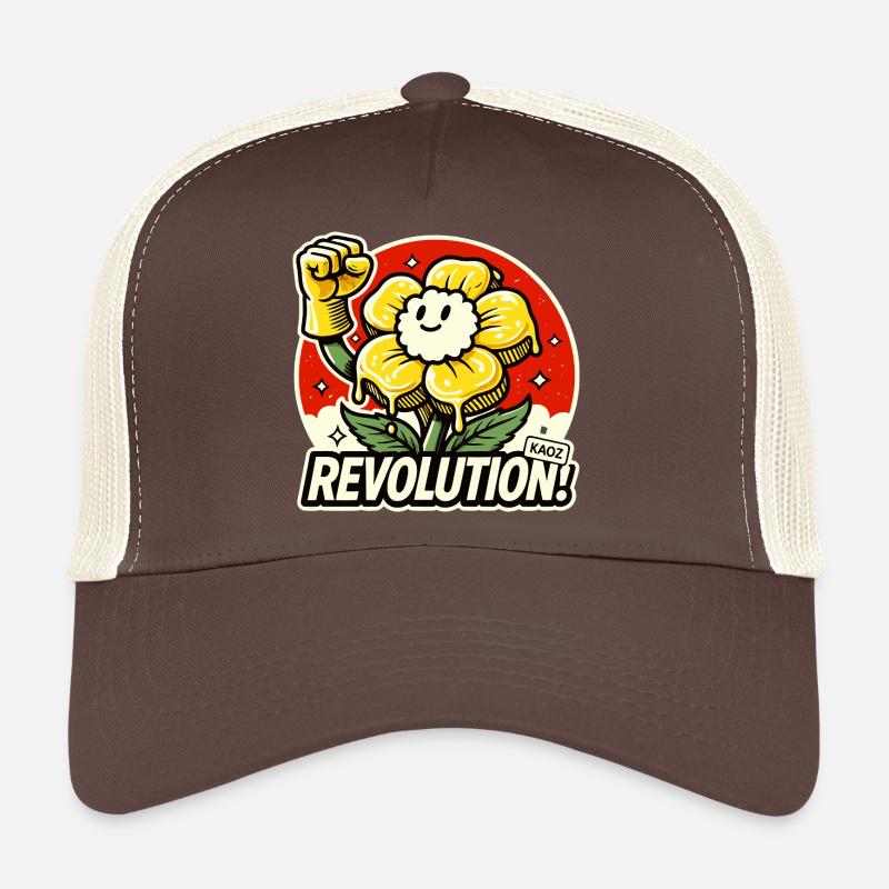 Blume mit Faust und Revolution Schriftzug Trucker Cap