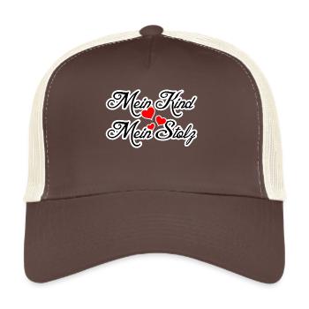 KInd Baby Eltern Familie Stolz Spruch - Trucker Cap - Braun/Beige - Vorne