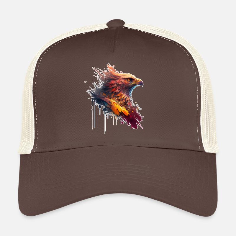 Roter Raubvogel mit gelben Augen, Adler Design Trucker Cap