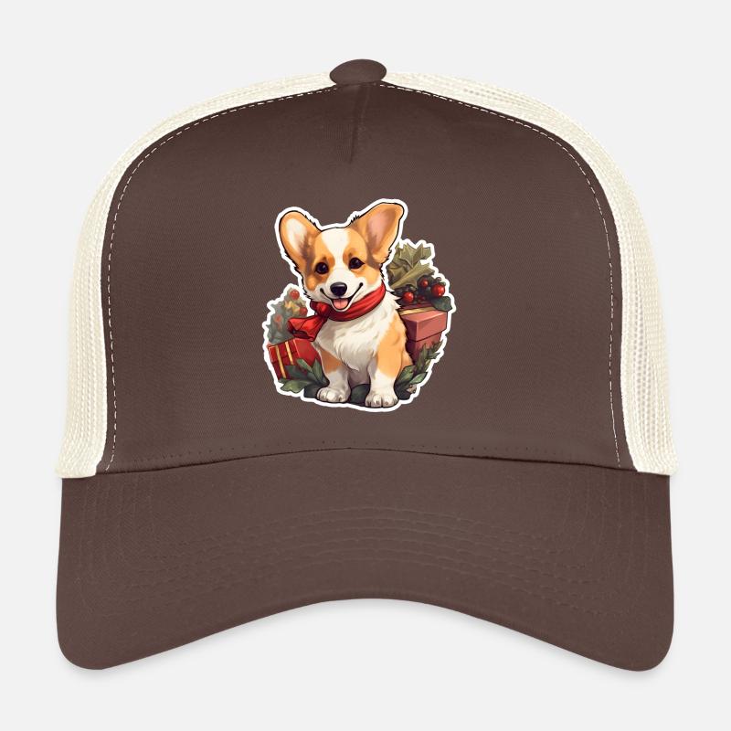 Weihnachten Corgi Stechpalme und Geschenke Trucker Cap