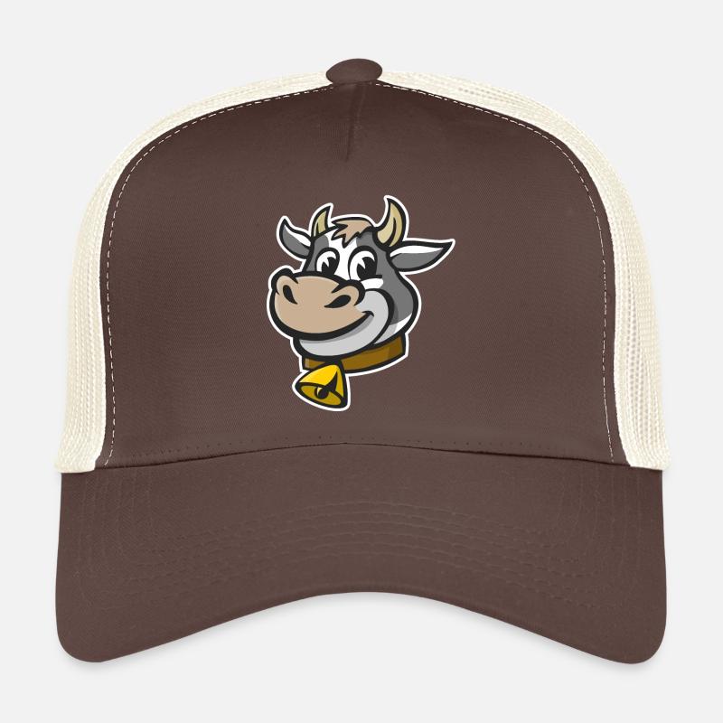 Illustration joyeuse d’une tête de vache. Casquette trucker 