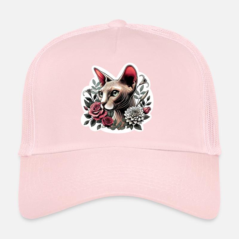 Rose Sphynx Cat Trucker Cap