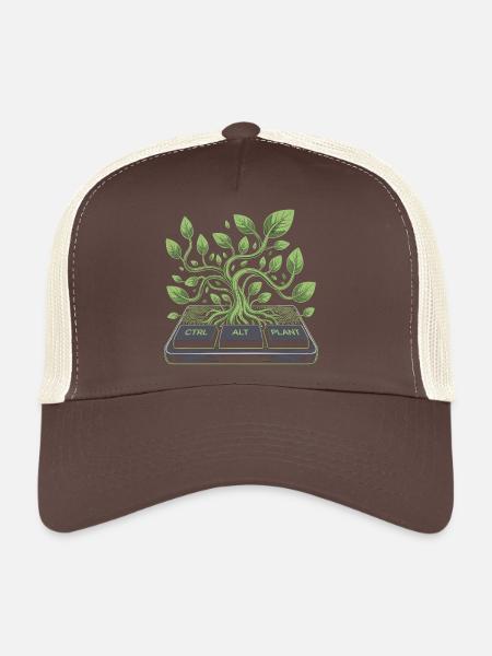 ctrl alt plant garden design - Trucker Cap - brown/beige - Front