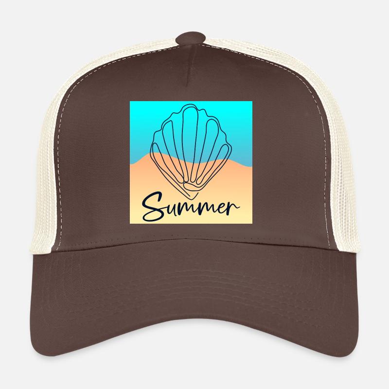 Line Art Coquillage - Plage d’été Casquette trucker 