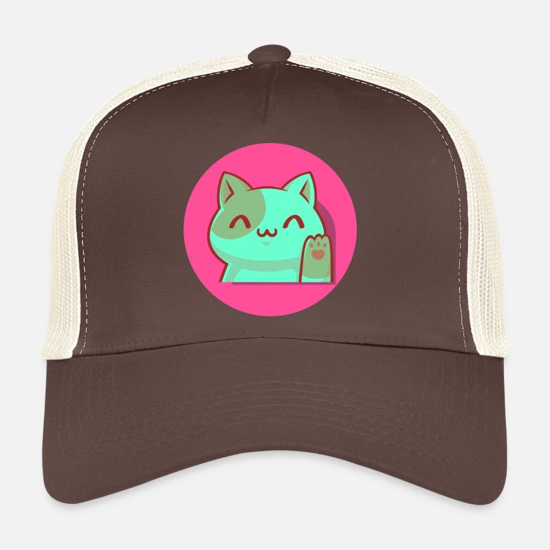 Chibi Kawaii Katze, Glücksbringer, Popart pink Trucker Cap