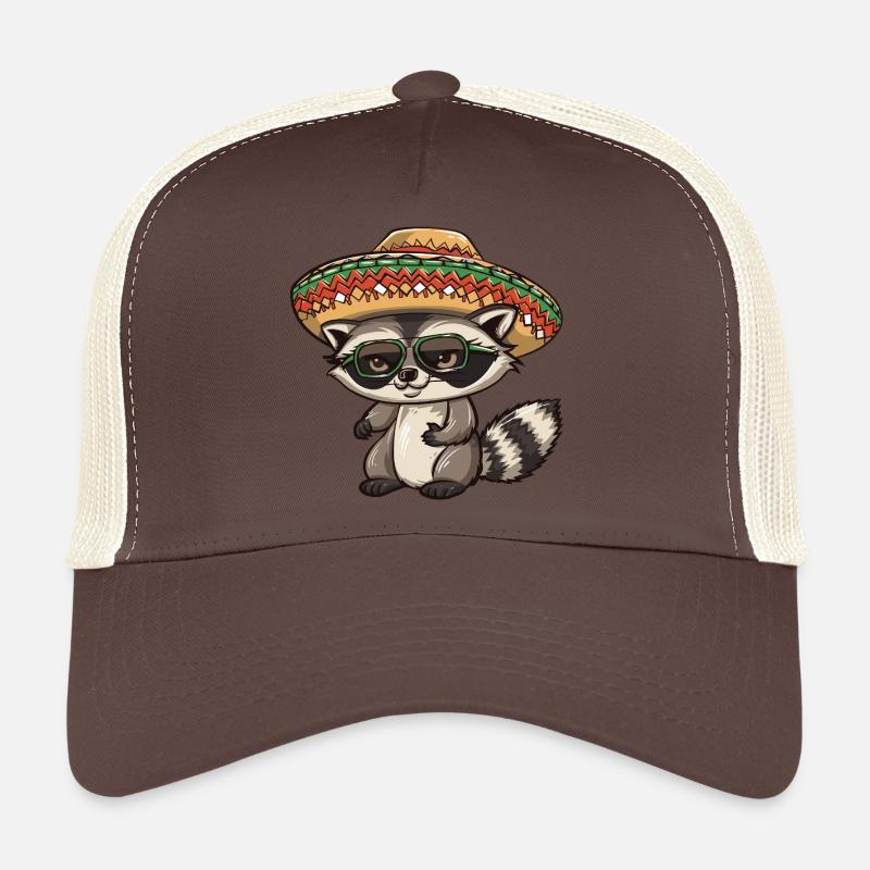 Raccoon Funny Sombrero Trucker Cap