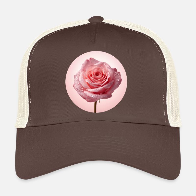 Roses roses délicates avec rosée Casquette trucker 