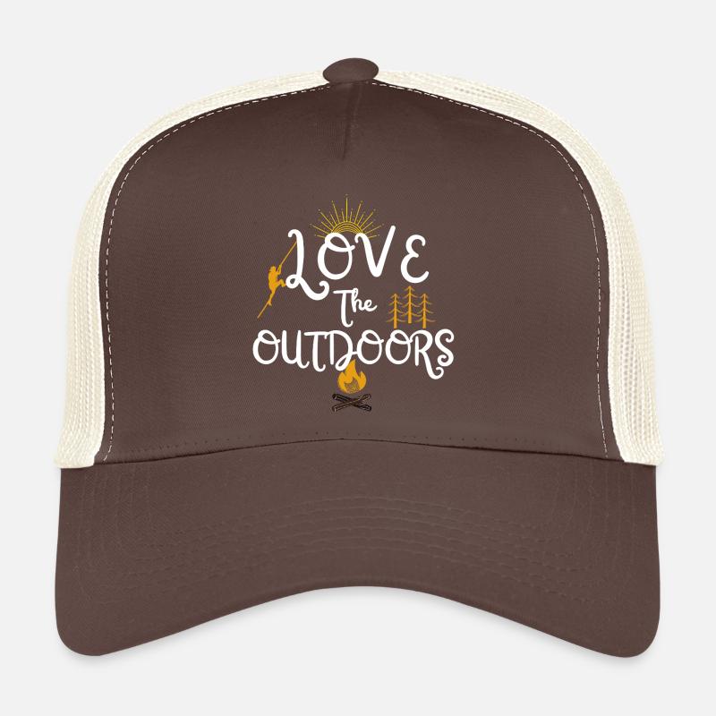 Love the Outdoors Camping Design - Trucker Cap - brown/beige