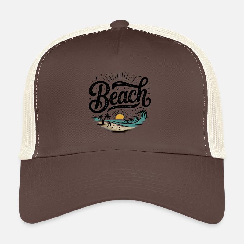 Strand - Cooles Surfer-Logo - Trucker Cap - Braun/Beige