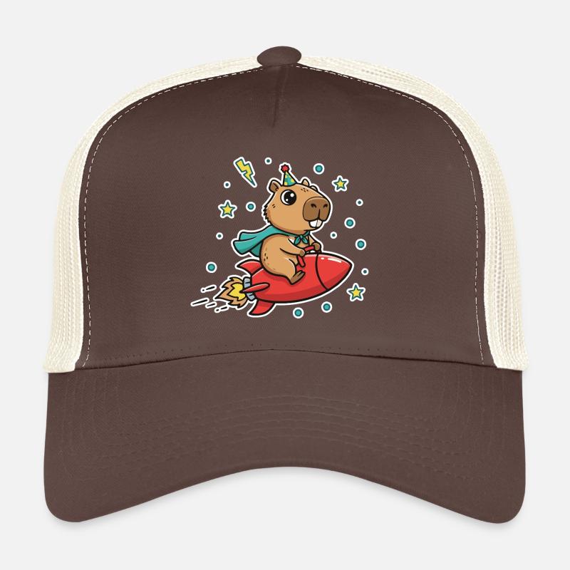 Capybara in Kinderrakete - Trucker Cap - Braun/Beige