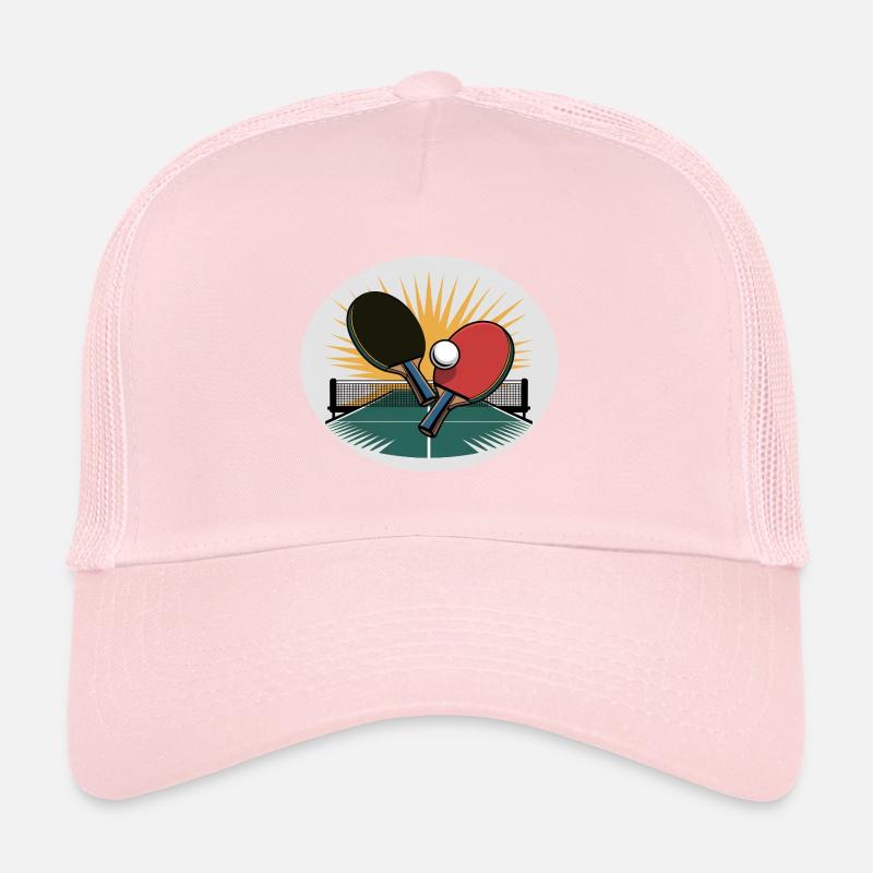 Raquette de ping-pong avec filet au lever du soleil Casquette trucker 