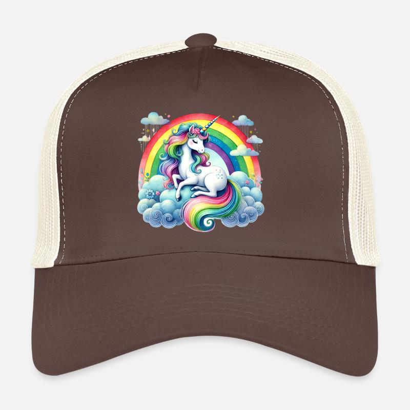 Licorne arc-en-ciel sur les nuages Casquette trucker 