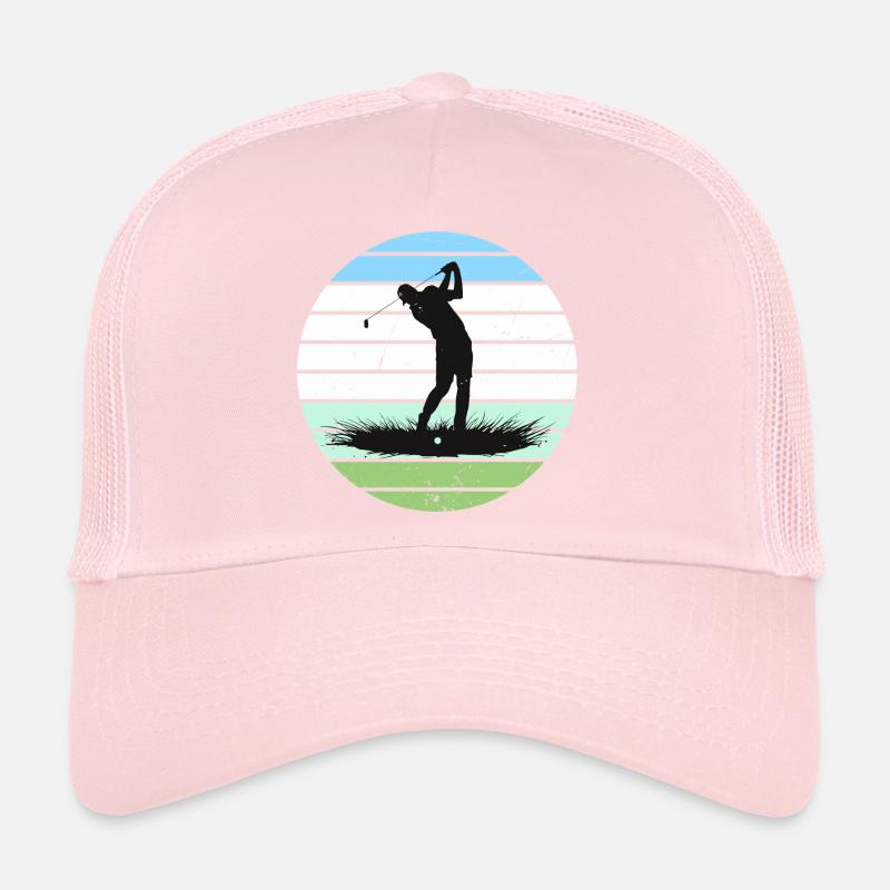 Silhouette de golf en cercle à rayures rétro Casquette trucker 