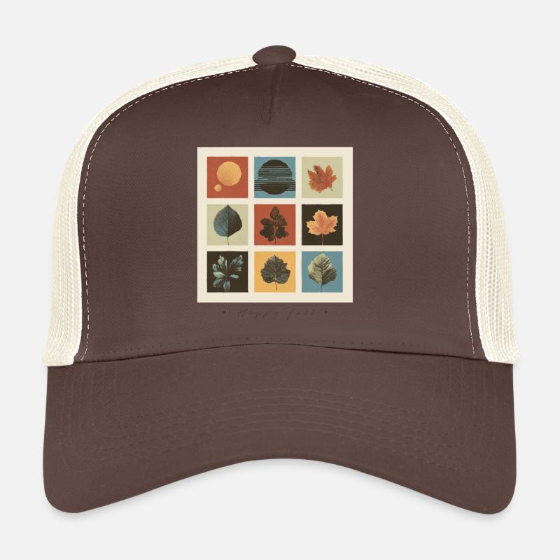 Autumn Leaf Mosaic Grid Trucker Cap