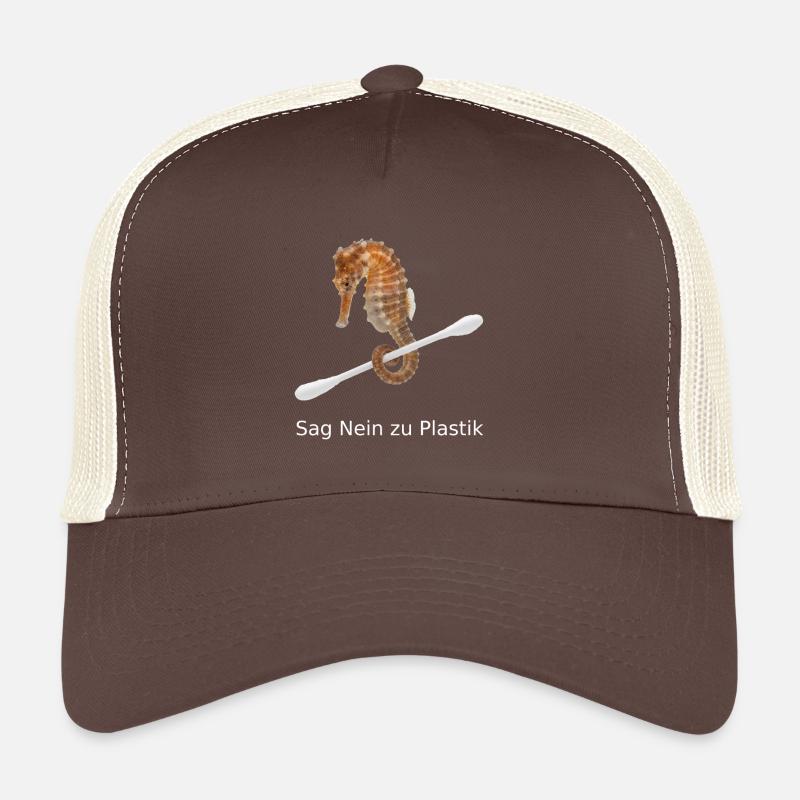 Seahorses against plastic - Trucker Cap - brown/beige