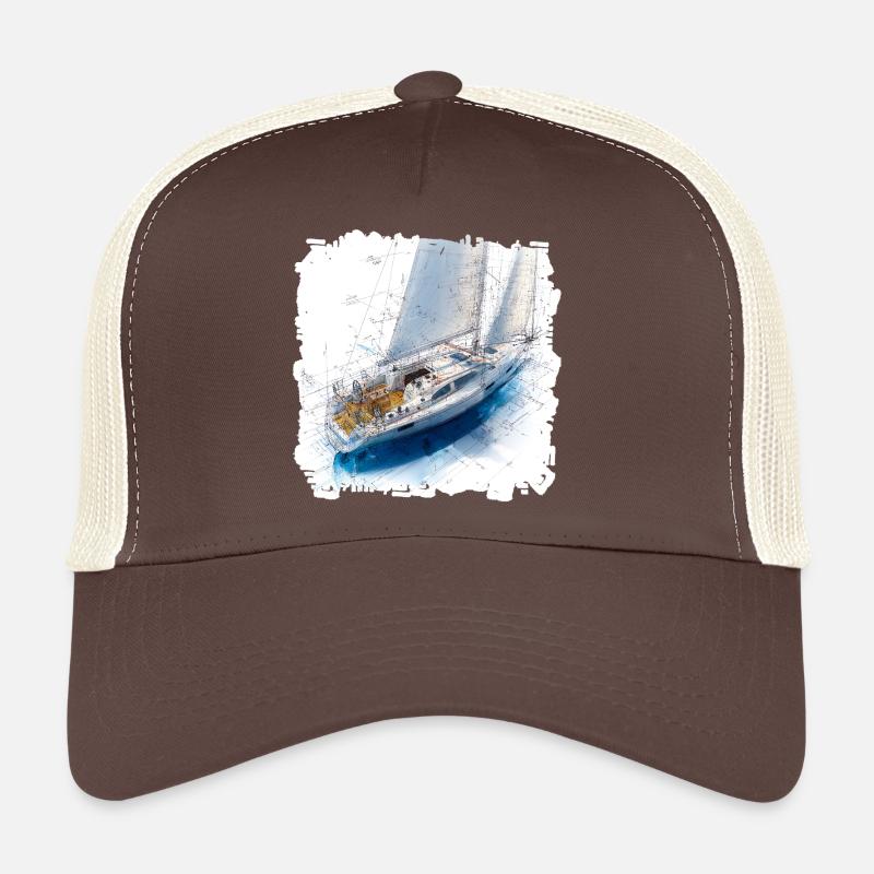 Sketches Sailboat Blueprint Trucker Cap