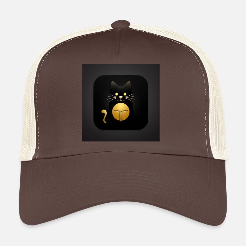 Black Cat with Gold Elegant Design Trucker Cap