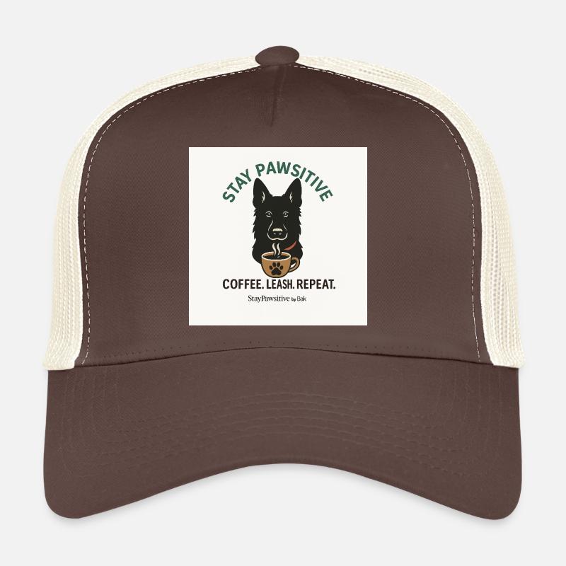 Stay Pawsitive Hund Kaffee Motiv - Trucker Cap - Braun/Beige