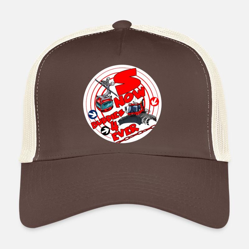 1423-SNOW_BUDDIES_4_EVER_rood-letters - Trucker Cap - brown/beige