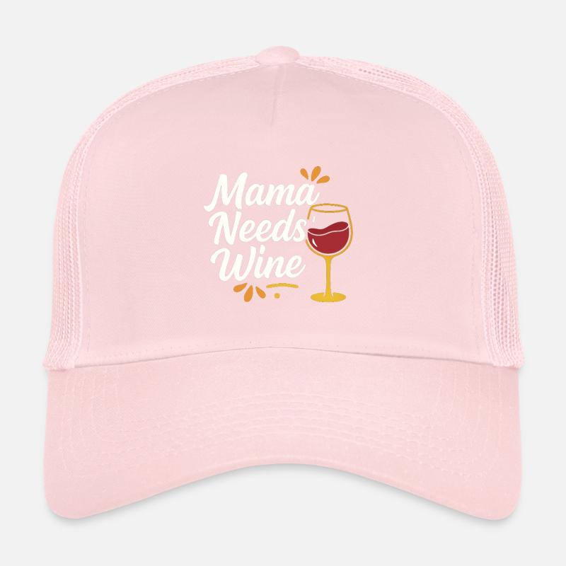 Mama Needs Wine – Lettrage à la main avec verre à vin Casquette trucker 