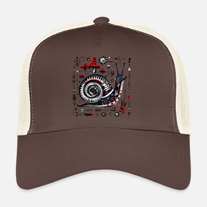 Escargot d’art populaire aux champignons – Design rétro Casquette trucker 