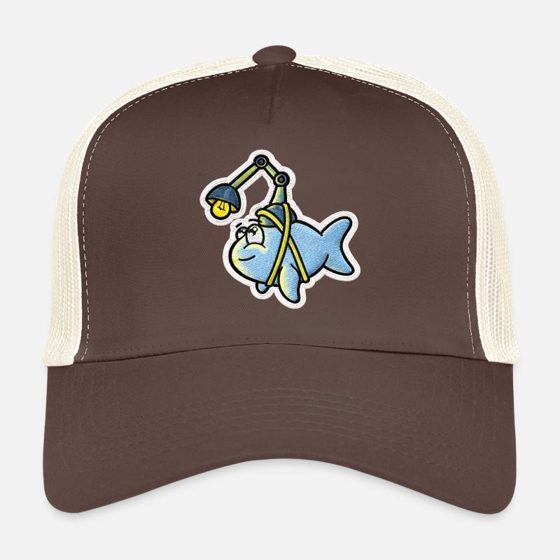 Poisson-lanterne - Casquette trucker  - marron/beige