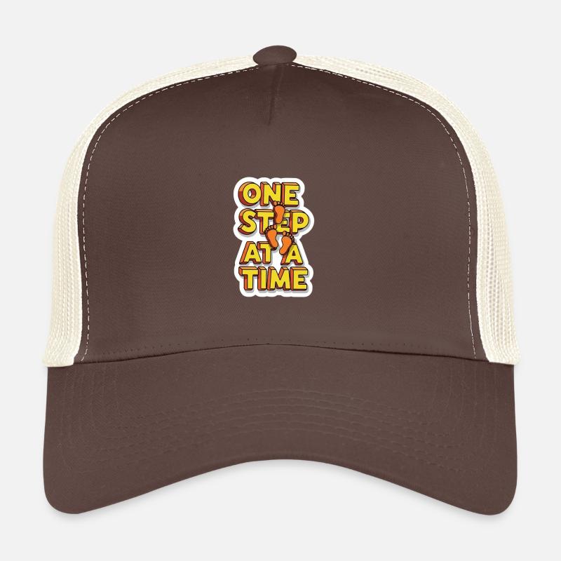 One Step at a Time Feet Graphic - Trucker Cap - brown/beige
