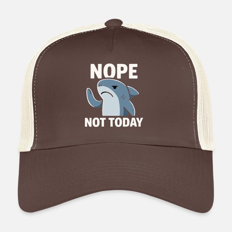 No Today Shark Meme - Trucker Cap - brown/beige