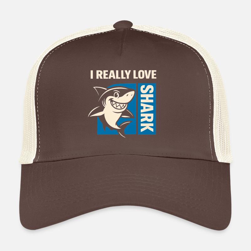 I Really Love Shark - Trucker Cap - brown/beige