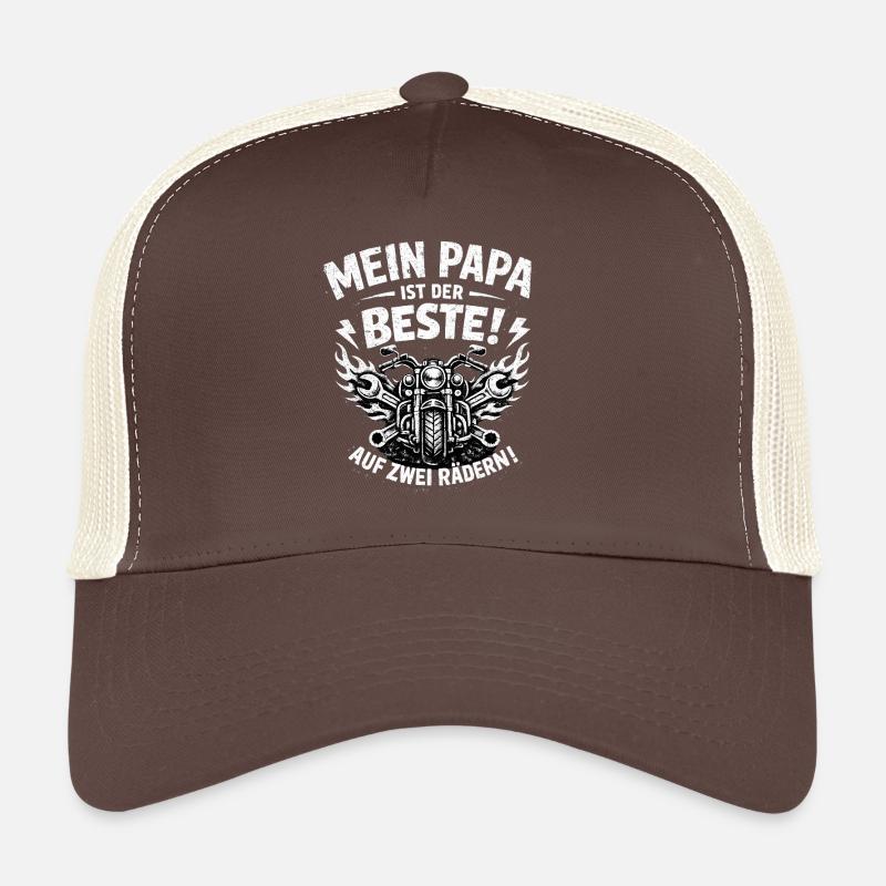 My dad is the best on two wheels - Trucker Cap - brown/beige