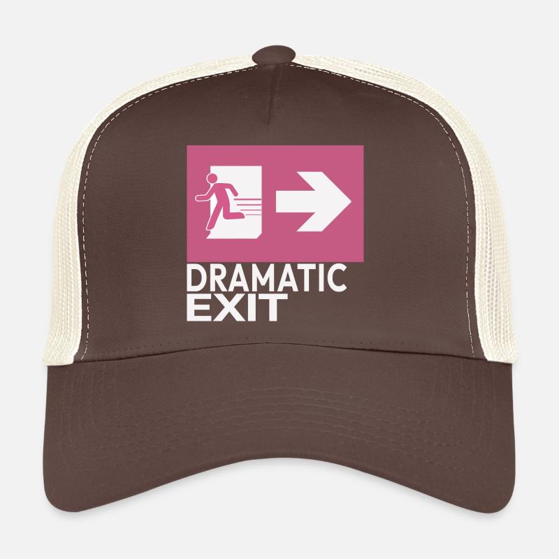 Dramatic Exit Funny Statement Minimal Graphic Trucker Cap