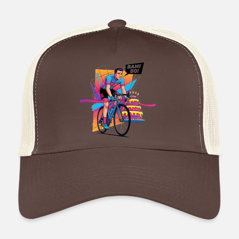BAM! 50th Birthday Cyclist Pop Art Trucker Cap