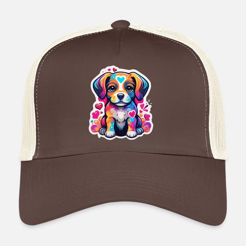 Welpenregenbogen-Glückliches Herz Trucker Cap