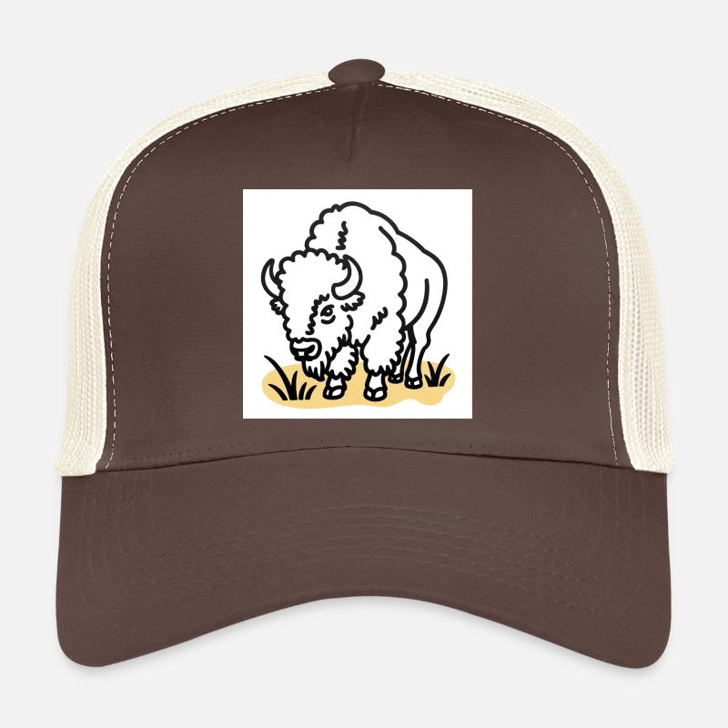 Bison on yellow grass - Trucker Cap - brown/beige