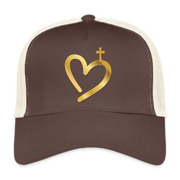 Christliches Kirchenkreuz - Trucker Cap - Braun/Beige - Vorne