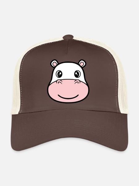 Hippopotamus Head Face Mask Smile - Trucker Cap - brown/beige - Front